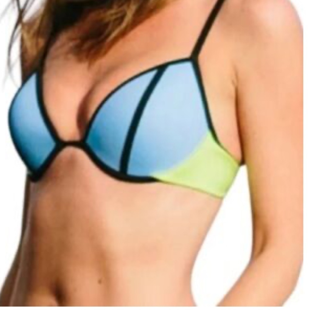 Victorias Secret Womens Bikini Top 34D Light Blue Padded The Fabulous Beach Pool